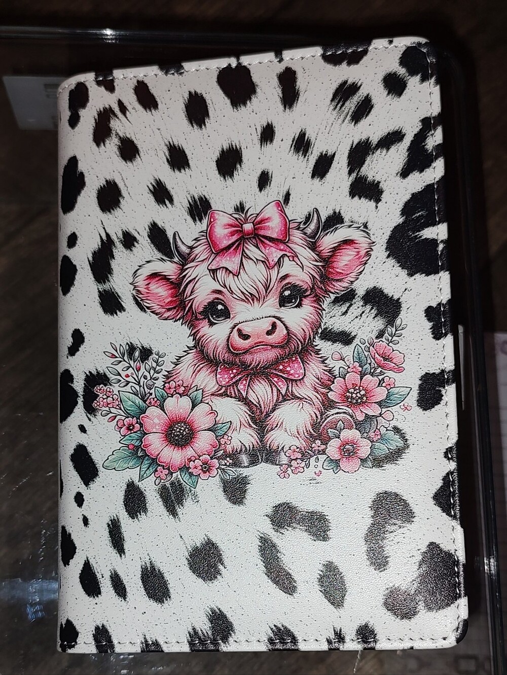 Cute Pink Cow A6 Binder Notebook Matching Paper 100 Sheets